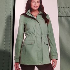 Brand New Women's Anorak Jacket Seafood Color, With Tags. Spring Green Waterproof Parka, Spring Green Parka For Outdoor Activities, Hooded Green Outerwear For Rainy Weather, Green Hooded Outerwear For Rainy Weather, Green Raincoat For Spring Outdoor Activities, Green Raincoat For Outdoor Activities In Spring, Green Outerwear For Rainy Fall Weather, Green Spring Raincoat For Outdoor Activities, Utility Outerwear For Rainy Spring Weather