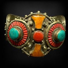 Artisan Handmade Vintage Nepal Jewelry Nice Turquoise Coral Tibetan Bangle Cuff | eBay Nepal Jewelry, Tibetan Culture, Yellow Resin, Artisan Jewelry Handmade, Coral Design, Turquoise And Coral, Centre Pieces, Coral Turquoise, Handmade Artisan