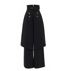 Wide Leg Trousers With Skirt Overlay Black | Julia Allert | Wolf & Badger Elegant High-waist Culottes With Belt Loops, Fitted Winter Bottoms With Belt, Winter Fitted Bottoms With Belt, Chic Fitted Culottes For Fall, Formal High-waisted Wide Leg Pants For Winter, Fitted High-waisted Black Culottes, Black Fitted High-waist Culottes, Black High Waist Fitted Culottes, Black Fitted High Waist Culottes