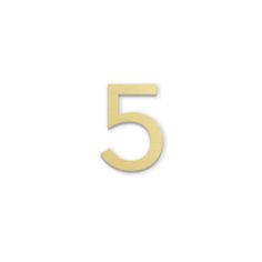 the number five is shown in gold on a white background