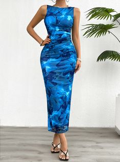 Get ready to turn heads in our Hayden Floral Tank Maxi Dress! With its stunning blue color and floral design, this dress is sure to make a statement. Perfect for a summer day out, or dress it up with some heels for a night on the town. Stay effortlessly cool and chic in this versatile maxi dress. Size Guide: Model is 5’8” tall, and has a 33.8” bust, 24.2” waist, & 35.9” hips. She is wearing a S / US 4 / AU 8. This dress is true to size. Material: Shell 95% Polyester 5% Spandex, Lining: 100% Polyester Feature: Crew Neckline. Sleeveless. Side Slits. Floral Prints. Lined. Maxi length. Side Invisible Zipper closures. Care Instructions: Machine wash / Cold hand wash Sleeveless Floral Dress For Summer Evenings, Sleeveless Summer Evening Floral Dress, Blue Floral Dress For Spring Evening, Blue Floral Evening Dress For Spring, Elegant Blue Maxi Dress For Summer, Summer Floral Print Light Blue Maxi Dress, Light Blue Floral Print Maxi Dress For Summer, Blue Sleeveless Floral Dress For Party, Summer Light Blue Floral Print Maxi Dress