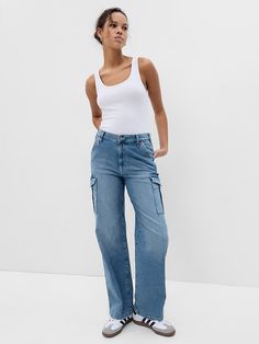 Mid Rise '90s Loose Cargo Jeans Cargo Jeans Outfit, Gap Jeans Women, Jeans Look, Jeans Cargo, Jean Trends, Denim Trends, Loose Jeans, Cargo Jeans, Gap Jeans