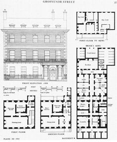 the floor plans for an old house with two floors and three stories, in different sections