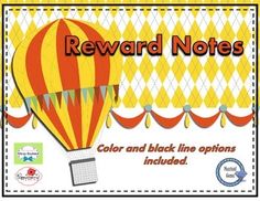 the reward note is in yellow and red with an image of a hot air balloon