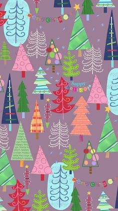 an image of christmas trees on purple background