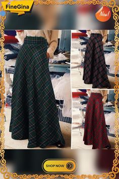 Summer Women Vintage A-line Skirt Casual High Waist Plaid Checked Party Holiday Maxi Long Skirts Skirt Casual, Aline Skirt, Long Maxi Skirts, Long Skirts, Casual Skirts, Women Vintage, A Line Skirt, Long Skirt, A Line Skirts