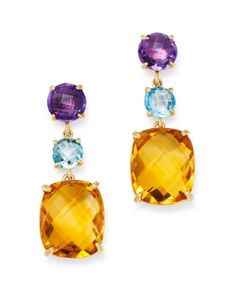 Bloomingdale's Multi-Gemstone Drop Earrings in 14K Yellow Gold - 100% Exclusive Color Stones Jewelry, Gemstone Drop Earrings, Gem Earrings, Cameo Jewelry, Earrings In Gold, Exclusive Jewelry, Diamond Drop Earrings, Fabulous Jewelry, Mellow Yellow