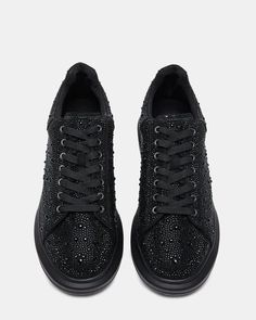 ICEBOX Rhinestones Low-Top Lace-Up Sneaker | Men's Sneakers – Steve Madden Chunky Flats, Flatform Sneakers, Steve Madden Store, Apparel Merchandising, Ice Box, 5 Inch Heels, Mean Girls, Lace Closure, Lace Tops