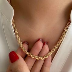 The Chain Is 19.5 Inch It Is Very Light Because The Best Quality Material Is Used In Our Products. It’s Elegant Appearance Is Made By Jewelry. Condition: Brand New *Color: Gold *Size; Os *18k Gold Plated Has Rhodium Finish For Extra Shine And Also Extra Protection *Quantity: One Piece *100 % Lead And Nickel Free *100 % Hypoallergenic *Will Not Tarnish Or Fade -It Can Be Used In Water, Shower, Sea Or Pool. !!! Do Not Leave The Product Wet, Dry The Product After Sea, Pool Or Shower. Important Tips Elegant 14k Gold Tarnish Resistant Rope Chain Necklace, Gold Rope Chain Necklace As A Gift, Gold Plated Rope Chain Necklace, Elegant Gold Tarnish Resistant Rope Chain Necklace, Classic Gold Rope Chain Necklace As Gift, Elegant Gold Plated Rope Chain Necklace, Elegant Yellow Gold Rope Chain Necklace Gift, Formal Gold Tarnish-resistant Rope Chain Necklace, Rope Chain Link Jewelry For Gifts