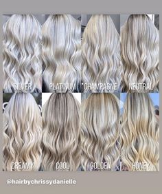 Redken Shades Eq Level 8 Blonde, Natural Icy Blonde Hair, Drastic Hair Change, Pearl Blonde Hair, Blonde Hair Halloween Costumes, Hair With Pink Highlights, Blonde Hair With Pink, Hair Color Swatches, Different Shades Of Blonde