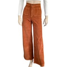 "Bring Some Funk Into Your Life With This High-Waisted Corduroy Pant Featuring Front Pockets, A Button-Zipper Fly And The Perfect Flare Leg. *Fabric: Corduroy, 100% Cotton *Care: Wash Cold. *Made In Usa." Orange Wide Leg Pants With Pockets For Fall, Relaxed Fit Orange Bottoms For Fall, Orange Cotton Pants For Fall, Fitted Orange Straight Pants, Orange Relaxed Fit Pants With Pockets, Relaxed Fit Orange Pants With Pockets, Orange High-waisted Wide Leg Pants For Fall, High-waisted Wide Leg Orange Pants For Fall, Spring Orange Jeans With Pockets