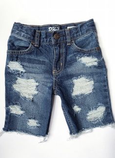 Available in knee length or shorties. Each pair is customized by hand so the distressing may vary. The denim is a medium blue wash but the color may vary depending on what is available. Available in sizes 6 months- 12R. The jeans have an adjustable waist band. UNISEX JEANS. Made with The Children's Place or Osh' Kosh brand boys jeans, but they can be worn by both boys and girls! * these shorts are made in the straight jeans fit* please not if you would like them in the skinny jean fit when you p Jean Cutoffs, Jean Fit, Back To School Kids, Custom Denim, Cut Off Jeans, Fun In The Sun, Distressed Shorts, Distressed Denim Shorts, Boys Jeans