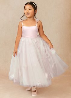 Doe is our adorable floral flower girl dress. She features a matte satin bodice with a poofy tulle skirt. We’ve added handcrafted 3D flowers along her ankle length skirt. Lace Tulle Dress, Chiffon Flower Girl Dress, Plus Size Bridal Dresses, Pink Flower Girl, Mauve Wedding, Pink Flower Girl Dresses, Pink And White Dress, Ankle Length Skirt, Girls Pink Dress