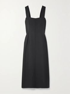 THE ROW Calali wool and silk-blend maxi dress | NET-A-PORTER Chic Tailored H-line Dresses, Fitted Wool Formal Dress, Formal Fitted Wool Dresses, Fitted Wool Dresses For Formal Occasions, Classic Wool Evening Dress, Elegant Wool A-line Dress, Elegant Wool Midi Length Dresses, Elegant Fitted Wool Dress, Chic Wool Party Dress