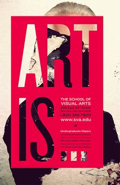 a poster with the words art is displayed on it's face and back side