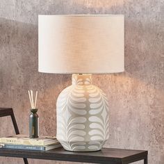 Tania Grey and White Pattern Ceramic Table Lamp Base - 40cm Stemmed Candle Holders, Low Ceiling Lighting, Stylish Table Lamps, Pattern Ceramic, Table Lamp Base, Ceramic Table Lamp, Coffee Table To Dining Table, Ceramic Base, Ceramic Lamp