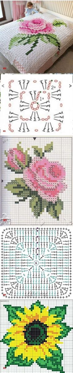 four different types of cross stitch designs