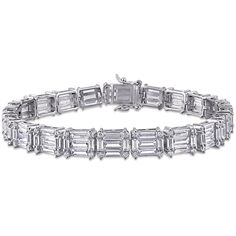 This shimmering multi-cut cubic zirconia tennis bracelet from the Miadora Collection is crafted in lustrous sterling silver and features 110 baguette-cut and 88 round-cut cubic zirconia stones in a unique link tennis bracelet design, perfect for all occasions. A sumptuous look at a price you'll love, choose this stunni Silver Tennis Bracelet, Jewelry Bracelets Silver, Bracelet Design, Baguette Cut Diamond, Baguette Diamond, Bracelet Silver, Watches Jewelry, Tennis Bracelet, Italian Charm Bracelet