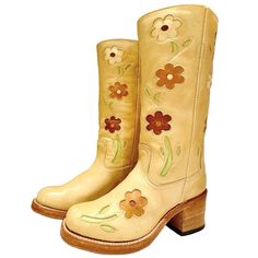 Sendra Toledo Floral Inlay Chunky Heel Sole Campus Style Cowgirl Western Boots Women’s Size 6 Handmade In Spain Creamy Yellow Banana Leather Upperflower Design Leather Sole And Lining Tall Mid-Calf Height Square Toe Approximate Measurements: Total Height 13-1/2” Shaft 12” Platform 5/8” Heel 2-1/2” * Shaft Circumference Was Stretched To Accommodate Approximately 14” Internal Shaft Circumference. Condition: Near-New Note: We Do Not Include “Toe To Heel” Measurements As They’re Not Conducive To Determining Fit. If You Need Other Sizing Assistance, Please Reach Out. At Botablu, Our World Revolves Around Curating Exceptional, Top-Quality, Often One-Of-A-Kind, New And V Spring Boots With Leather Sole And Block Heel, Yellow Closed Toe Boots For Spring, Yellow Leather Spring Boots, Spring Yellow Leather Boots, Yellow Boots With Round Toe And Medium Width, Yellow Boots With Round Toe Medium Width, Yellow Medium Width Boots With Round Toe, Yellow High Heel Boots For Spring, Spring Yellow High Heel Boots