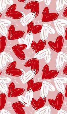 red and white hearts on a pink background