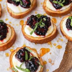 small appetizers are arranged on a paper towel