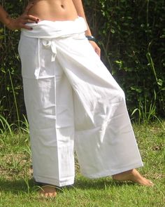 Thai Fisherman Pants Wrap Yoga Pants Thai Pants Maternity Pants Meditation Pants Burning Man Pants T White Full Length Yoga Pants For Summer, White Cotton Beach Harem Pants, White Cotton Relaxed Fit Harem Pants, Traditional White Wide Leg Bottoms, White Bohemian Yoga Pants, White Bohemian Cotton Harem Pants, White Harem Pants For Yoga In Summer, Bohemian White Yoga Bottoms, White Bohemian Harem Pants For Yoga