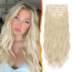 PRICES MAY VARY. ❀【5 PCS Thick Volume】Each package contains 5 PCS Clip In Hair Extensions - 1 PCS 7" Wide Weft (4 Clips); 2 PCS 5" Wide Weft (3 Clips); 2 PCS 3" Wide Weft (2 Clips). Hair length 18"(+/- 1" ). The weight is (0.37-0.38) LB, perfectly suitable for ladies & girls & anybody who wants to increase hair volume or change hairstyle Instantly & Temporarily. ❀【Premium Raw Material】Made from 100% Heat Resistant Synthetic Fiber, which is not only soft, silky and smooth, but also can blend well Ash Blonde Hair Extensions, Wavy Blonde Hair, Butter Blonde, Beige Blond, Blonde Extensions, Increase Hair Volume, Hair Extensions Clip, Extensions Clip In, Blonde Wavy Hair