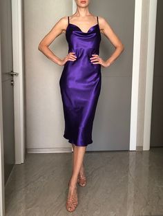 This silk satin slip dress can be worn as a bridesmaid dress, party and date dress and for many other occasions. Made of satin silk. DESCRİPTİON:  -Adjustable straps.  -Designed for a slim but relaxed fit.  -Unlined. İt is a custom made dress, tailored according to your preferences, you can choose the length of the dress and order it with or without cut on the side. While ordering write your bust, waist and hips measure, so the dress will be made to your size. Please enquire if you're interested in different color. SIZING INFO: XS/34/US4: bust: 82-86cm (32-33 inch) waist 64-66 cm (24-25 inch)  S/36/ US6: bust: 86-88cm (33-34 inch) waist: 66-68 cm (25-26 inch) M/38/ US8: bust: 88-92 cm (34-36 inch) waist: 68-72 cm (26-28 inch) L/40/ US10:  bust: 92-94 cm (36-37 inch) waist: 72-74 cm (28-29 Sleeveless Purple Satin Party Dress, Purple Sleeveless Satin Party Dress, Purple Sleeveless Satin Dress For Party, Sleeveless Satin Slip Dress For Bridesmaids, Purple Silk Satin Evening Dress, Bridesmaid Satin Slip Dress, Purple Sleeveless Silk Satin Dress, Sleeveless Bridesmaid Slip Dress With Satin Finish, Lavender Satin Evening Dress