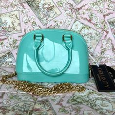 Deluxity Jelly Turquoise Blue Purse Clutch Jelly Handles With Gold Chain New With Tags - Never Used 7.25w*5h*3.5d 10% Off Bundle Of 3 Or More Items Jelly Bags, Jelly Purse, Gold Tapestry, Gold Evening Bag, Louis Vuitton Speedy 25, Dooney & Bourke Bag, Toned Women, Loungefly Bag, Ralph Lauren Leather