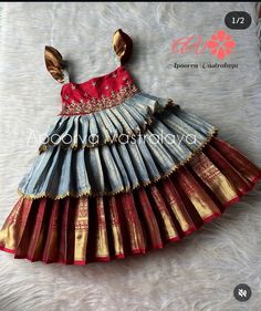 Baby Girl Lehenga Designs, Mangalagiri Pattu Dresses Designs, Baby Girl Dresses Indian, Pattu Pavadai Designs, Indian Baby Girl, Indo Western Outfits, Kids Party Wear Dresses, Kids Ethnic Wear