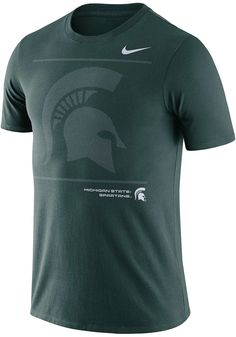 Show off your team pride in this Michigan State Spartans Green Sideline Team Issue Short Sleeve T Shirt! This MSU Short Sleeve Tee features a need to update. Make sure everyone knows you root for the Spartans with this Green MSU T Shirt. Go Spartans! Dri-fit Graphic Print T-shirt For Sports, Dri-fit Graphic Print T-shirt For Sportswear, Sports Season Dri-fit Graphic T-shirt, Sports Jersey Top With Team Logo, Moisture-wicking Short Sleeve Tops For Fan Gear, Nike Graphic Tee For Fan Gear, Nike College Tops With Logo Print, Nike Tops With Logo Print For College, Cotton Logo Print Sportswear Tops