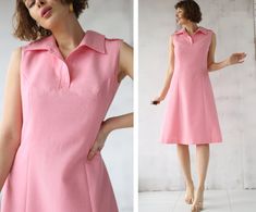 "Vintage pink sleeveless simple day midi dress. Over the knee length, back zip closure, belt loops (belt itself is missing), full lining. Material is 70% polyester 30% viscose. Tag: INTERCHIC Size 38 Made in Germany. Fits like size S Measured laying flat (please double for circumference): 41'' / 104 cm long 18.5\" / 47 cm bust armpit to armpit 15.5\" / 40 cm waist 21\" / 53 cm hips Great vintage condition." Pink Sleeveless Dress For Work, Pink A-line Midi Dress For Work, Pink Knee-length Midi Dress For Work, Fitted Pink Sleeveless Dress For Work, Pink Knee-length Sleeveless Dress For Work, Summer Workwear Pink Midi Dress, Summer Pink Midi Dress For Work, Feminine Sleeveless Midi Dress For Work, Feminine Sleeveless Summer Dress For Work