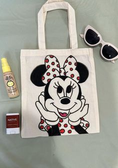 Tote bag is handmade. Tote bag measures 9" x 11". Paterson Nj, Handmade Tote Bag, Handmade Tote, Christmas Deals, Party Favours, Party Games, Minnie Mouse, Party Favors, Party Decorations