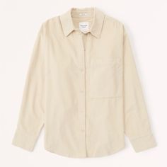 Brand New With Tags Bnwt Abercrombie And Fitch Corduroy Button-Down Shirt Oversized Fit Size: Xxs Color: Tan Open To Offers! :) Tan Button Up, Cream Button Up, Cream Button Up Shirt Outfits, Cream Dress Shirt, Long Shirt Men, Cream Shirt Dress, Mens Shirts Online, Birthday Inspo, Cream Shirt