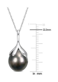 This pretty Tahitian cultured pearl necklace is crafted in 14-karat white gold. This stunning pendant features one drop shaped Tahitian cultured pearl beautifully embellished on the pendant. Enhanced with high polished finish, this gorgeous pendant is suspended on a 17-inch chain and is secured with spring ring clasp. Simple yet elegant, this amazing pearl necklace makes a lovely fashion statement for any event. | Belk & Co Women's Tahitian Cultured Pearl Necklace in 14k White Gold Fine Jewelry Tahitian Pearl Pendant Necklace, Tahitian Pearl Teardrop Jewelry For Formal Occasions, Tahitian Pearl Drop Pear-shaped Jewelry, Lovely Fashion, Cultured Pearl Necklace, One Drop, Fine Jewellery Necklace, Cultured Pearls, Spring Rings