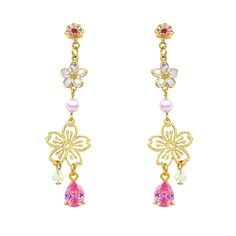 18K Gold Vermeil Posts Anti-tarnish, Anti-allergy. Pink Gold-plated Pierced Earrings, Pink Gold Plated Pierced Earrings, Pink Tarnish Resistant Drop Earrings, Pink Tarnish-resistant Drop Earrings, Rave Fits, Pink Accessories, U Can, Butterfly Earrings, Luxury Jewelry