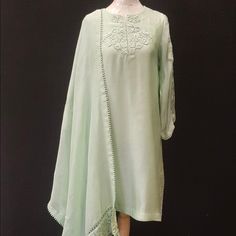 Elegant Sage Green Pakistani Suit Perfect For Any Occasion! It Has Only Been Worn Once. This Suit Is In An Xs Size. This Comes With The Top As Well As The Dupatta. Elegant Spring Palazzo Set With Resham Embroidery, Elegant Spring Resham Embroidery Palazzo Set, Elegant Summer Festive Palazzo Set, Elegant Pista Green Sharara With Sheer Dupatta, Elegant Anarkali Set With Naqshi For Party, Elegant Chikankari Embroidery Palazzo Set For Spring, Elegant Green Palazzo Set With Sheer Dupatta, Elegant Spring Palazzo Set With Chikankari Embroidery, Elegant Fitted Salwar Kameez With Naqshi