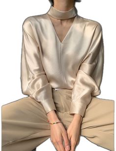 Formal V-neck Solid Color Tops, Solid Color V-neck Blouse For Party, Gold V-neck Blouse For Work, Elegant V-neck Top, Elegant Solid Color Blouse For Party, Beige V-neck Top For Office, Beige V-neck Blouse For Office, Formal Beige V-neck Tops, Beige V-neck Tops For Formal Occasions