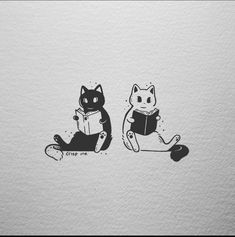 two cats sitting next to each other on top of a white paper sheet with the caption crispp ink la