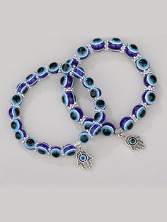 2 Bracelets for the price of 1 Size Diameter one-size 5.5 Stretch Evil Eye Jewelry Bracelet, Charm Ideas, Girly Bracelets, Charm Beaded Bracelet, Eye Detail, Latest Bracelets, Ankle Jewelry, Blue Beaded Bracelets, Eye Details