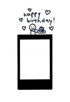 a drawing of a happy birthday on top of a tablet