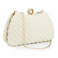 PRICES MAY VARY. Dimensions:7.87”x1.37 x4.92 (200X35X125MM)。8.66X2.99X4.92IN(220X7.6X125MM)。The pearl clutch enough capacity to keep your party essentials-keys, cell phone, lipglosses,even a small sunscreen etc. 2.Material: This pearl clutch bag is made of high quality pearls.The whole bag is handmade,the pearls are firm. We string all the pearls together by hand. The style is very exquisite and elegant. 3.The pearl clutch also comes with two separate silver chain straps, and the white clutch co White Clutch Purse, Bridesmaid Purses, Pearl Clutch Bag, Pearl Clutch, White Clutch, Party Purse, White Purses, Evening Handbag, Kids Luggage