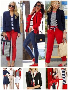 Red Pants Outfit, Nautical Outfits, Mode Casual, Red Pants, Casual Work Outfits, Work Outfits Women, Office Outfits, Look Fashion, Classy Outfits