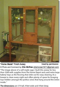 Building Your Own Cage or Flight | Beauty of Birds Finch Aviary, Make A Door, Hardware Cloth, Bird Care