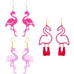 PRICES MAY VARY. Package includes: you will receive 3 pairs pink flamingo earrings, which are looks like chic and exquisite and can match to your daily wearings, meeting your various nedds. Premium material: our flamingo dangle earrings made of hypoallergenic alloy and acrylic material, nickel-free and lead-free. The surface is polished with excellent texture the earring look very shiny and smooth. Our hypoallergenic earrings will be a better choice. Unique design: our pink earrings are featured Special Gifts For Him, Flamingo Earrings, Bling Earrings, Earrings Acrylic, Statement Drop Earrings, Colorful Earrings, Drop Dangle Earrings, Sweet Gifts, Hypoallergenic Earrings