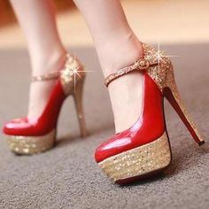 Gold Heels With Red Sole And Round Toe, Wedding Shoes High Heels, Glitter High Heels, White Wedding Shoes, Bridesmaid Shoes, Ankle Strap Shoes, Prom Shoes, Shoe Show, Cheap Shoes