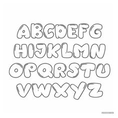 the alphabet is outlined in black and white