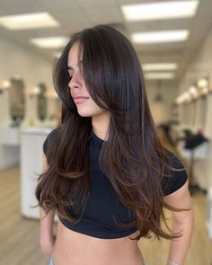 35 Best Haircut Ideas for Long Hair Layer Panjang, Haircuts For Long Hair Straight, Haircut Ideas For Long Hair, Brunette Hair Cuts, Rambut Brunette, Ideas For Long Hair, Fixing Spray, Brown Hair Looks