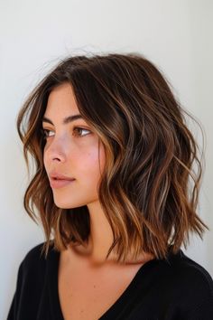 California Brunette Hair, California Brunette, Brunette Balayage Hair, Brown Hair Balayage, Wavy Bobs, Balayage Brunette, Hair Envy, Shoulder Length Hair