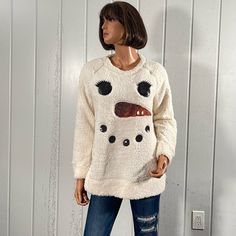 Como Vintage Faux Fur Snowman Sweater Super Soft Measurements Lying Flat Approx: Armpit To Armpit: 21” Length:Front 27”/ Back 28” The Hat Show In The Picture Is Sold Separately , No Stains Or Flaws! Smoke And Pet Free Home Snowman Sweater, Diy Sweatshirt, Cute Snowman, Vintage Women, Vintage Sweaters, Christmas Decor, Vintage Ladies, Faux Fur, Scoop Neck